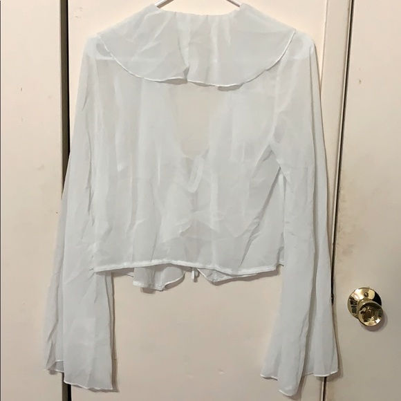 Missguided White Tie Front Chiffon Blouse size US0 - Picture 3 of 3